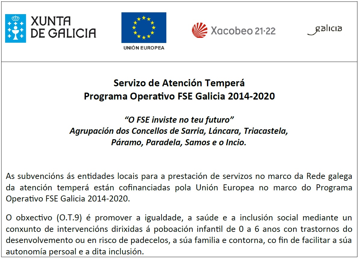 Servizo de Atención Temperá - Programa Operativo FSE Galicia 2014-2020