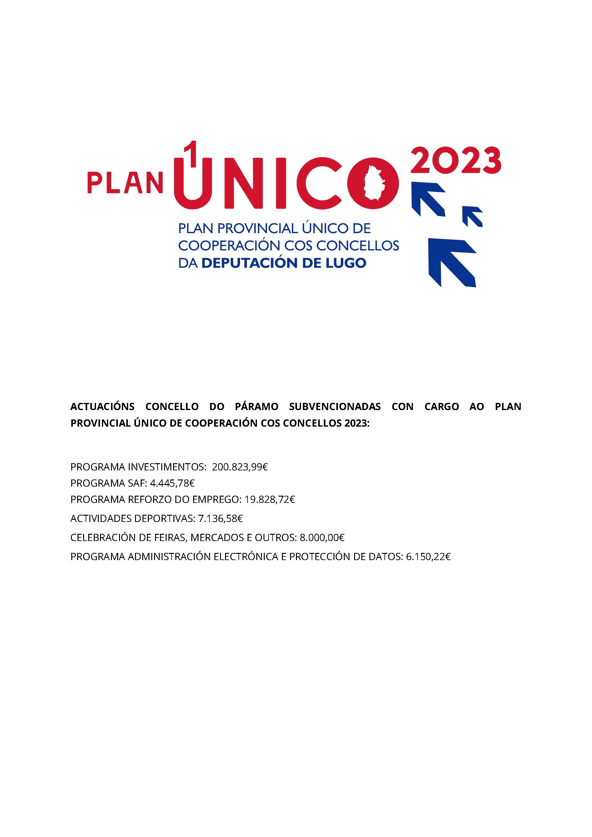 Publicidade web concello do Pramo Plan provincial nico 2023